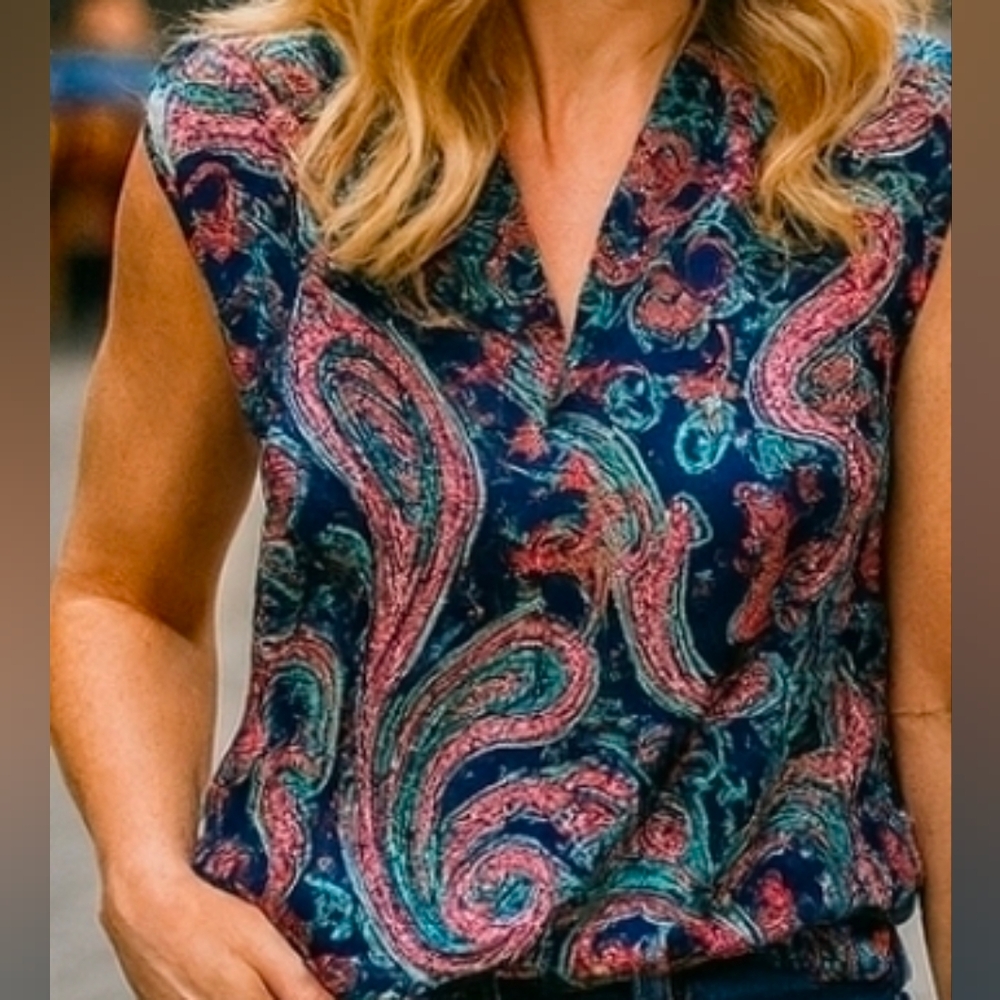Rose & Thyme Paisly Multicolored Graphic Relaxed Blouse